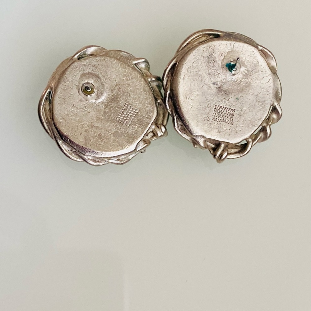 Vintage Silver, Green Yellow Earrings - Picture 4 of 4
